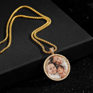 Glam Gold Personalized Photo Pendant Custom Necklace