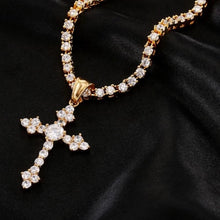 Load image into Gallery viewer, Glam Gold Iced Out Cubic Zircon Cross Pendant Necklace