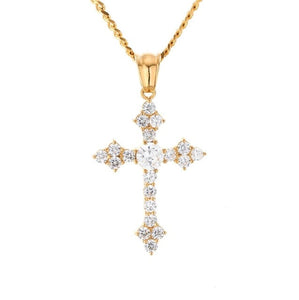 Glam Gold Iced Out Cubic Zircon Cross Pendant Necklace
