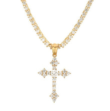 Load image into Gallery viewer, Glam Gold Iced Out Cubic Zircon Cross Pendant Necklace