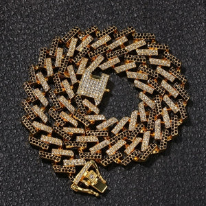 Glam Gold New Cuban Link  Fashion Iced Necklaces 15mm (Mutil-Colored)