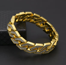 Load image into Gallery viewer, Glam Gold Sand Blast Bracelet Bangle Cuban Chain Link