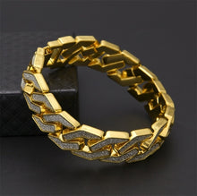 Load image into Gallery viewer, Glam Gold Sand Blast Bracelet Bangle Cuban Chain Link