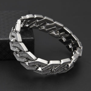 Glam Gold Sand Blast Bracelet Bangle Cuban Chain Link