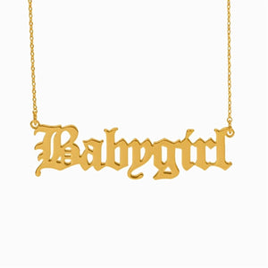 Glam Gold  Fashion Cute Gold  Babygirl Old English Necklace
